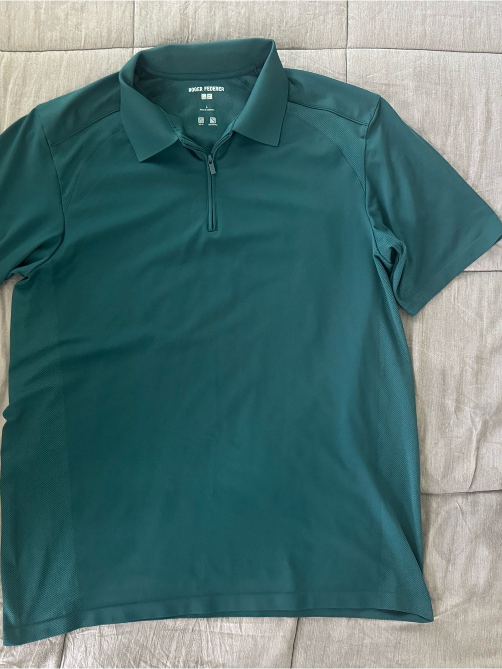 Uniqlo Men's Teal Zip Polo Shirt